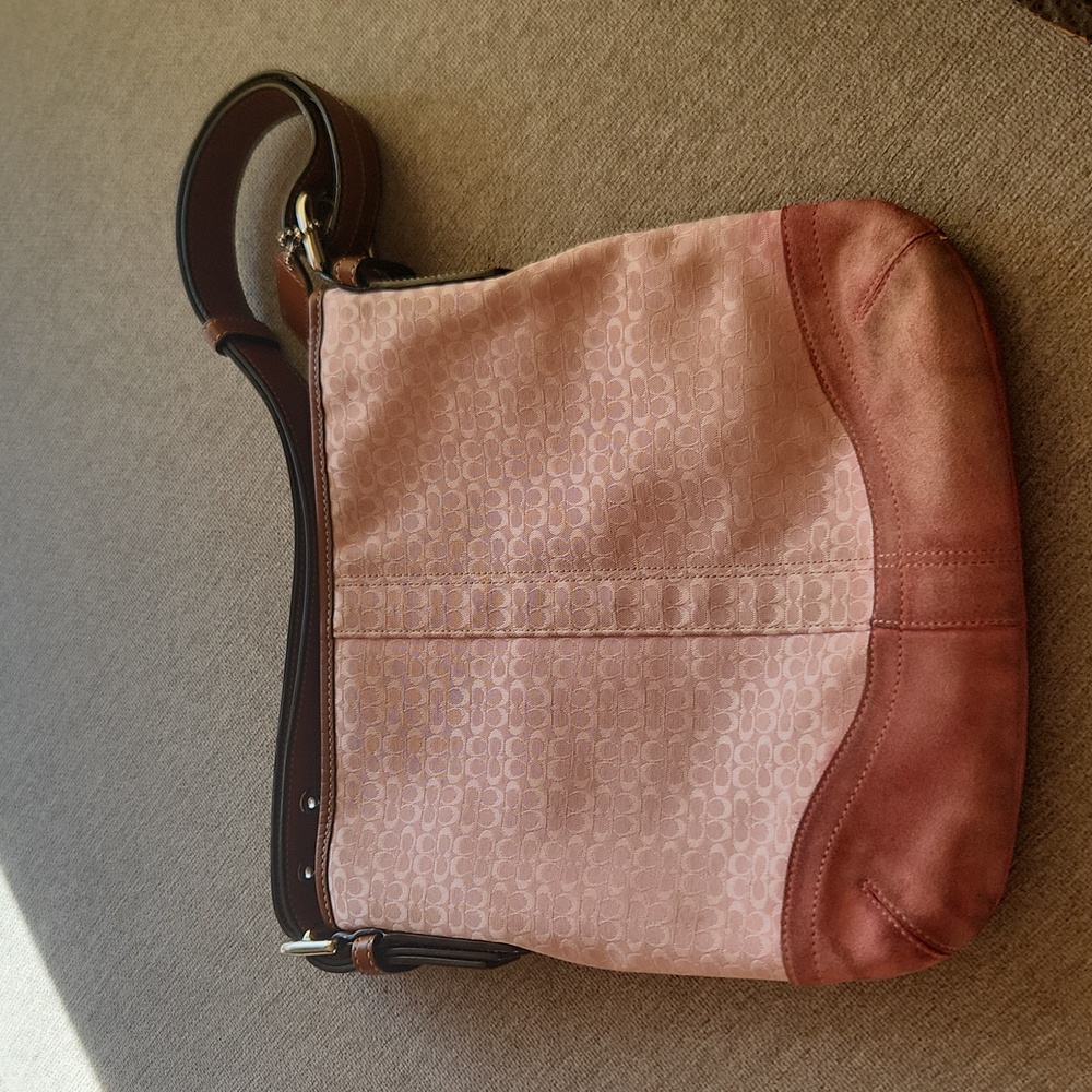 Authentic Coach pink cloth and leather bag